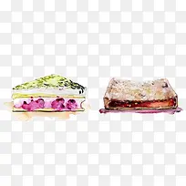 卡通手绘三角形抹茶蛋糕-空若网 卡通手绘三角形抹茶蛋糕-空若网