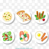 餐馆卡通美味菜肴矢量素材-空若网 餐馆卡通美味菜肴矢量素材-空若网