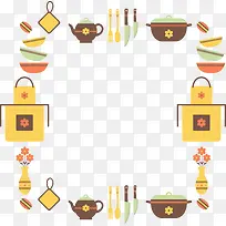 黄色简约餐具边框纹理-空若网 黄色简约餐具边框纹理-空若网