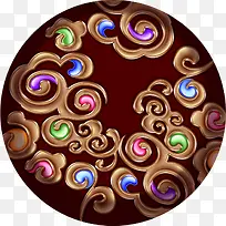 红色圆形祥云花纹宝石中秋-空若网 红色圆形祥云花纹宝石中秋-空若网