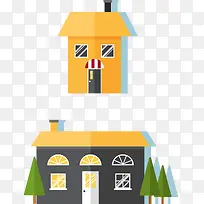 矢量橙色房屋-空若网 矢量橙色房屋-空若网