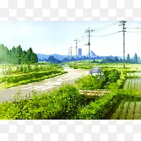 田园田野动漫插画-空若网 田园田野动漫插画-空若网