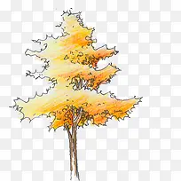 手绘黄色秋日大树-空若网 手绘黄色秋日大树-空若网