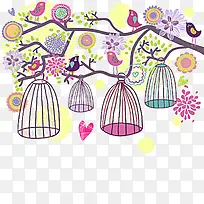 树枝上的笼子图片素材-空若网 树枝上的笼子图片素材-空若网