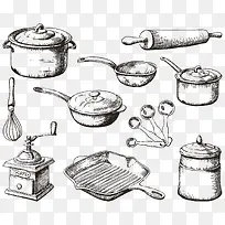 矢量手绘厨房工具-空若网 矢量手绘厨房工具-空若网