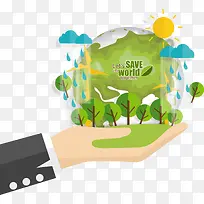 矢量手绘手捧地球-空若网 矢量手绘手捧地球-空若网