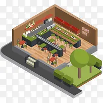 矢量手绘餐厅装修效果图-空若网 矢量手绘餐厅装修效果图-空若网