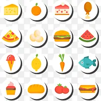 16款美味食物贴纸矢量素材-空若网 16款美味食物贴纸矢量素材-空若网