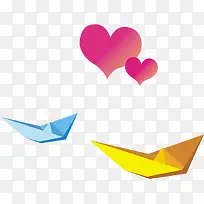 彩色手绘爱心纸船-空若网 彩色手绘爱心纸船-空若网