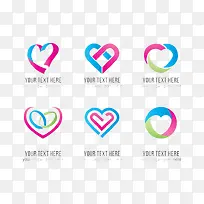 6款创意爱心元素标志矢量图-空若网 6款创意爱心元素标志矢量图-空若网