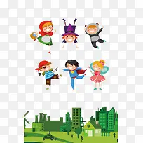 卡通 小孩 卡通房子-空若网 卡通 小孩 卡通房子-空若网