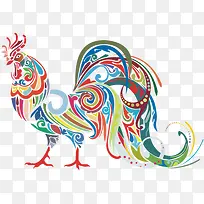 彩色鸡年剪纸素材-空若网 彩色鸡年剪纸素材-空若网