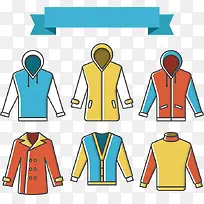 扁平卡通服装矢量图-空若网 扁平卡通服装矢量图-空若网