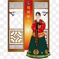 矢量美女贺新春-空若网 矢量美女贺新春-空若网