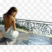 天台美女插画-空若网 天台美女插画-空若网