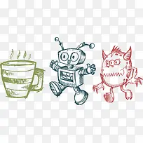 矢量怪物和杯子-空若网 矢量怪物和杯子-空若网