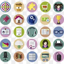 25款圆形商务图标矢量素材-空若网 25款圆形商务图标矢量素材-空若网