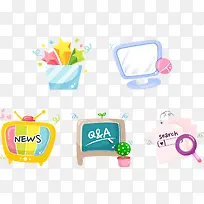 矢量彩色卡通电视与画板-空若网 矢量彩色卡通电视与画板-空若网