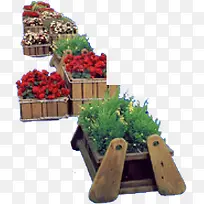 彩色小花木头花盆-空若网 彩色小花木头花盆-空若网