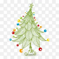 卡通手绘树叶圣诞树装饰-空若网 卡通手绘树叶圣诞树装饰-空若网