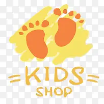 矢量橙色脚印童装店素材-空若网 矢量橙色脚印童装店素材-空若网