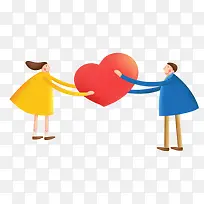 卡通情侣爱心传递-空若网 卡通情侣爱心传递-空若网