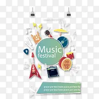 带有手绘乐器的音乐节海报-空若网 带有手绘乐器的音乐节海报-空若网