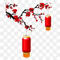 梅花树枝挂灯笼-空若网 梅花树枝挂灯笼-空若网