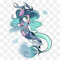 矢量蓝色水彩小马-空若网 矢量蓝色水彩小马-空若网