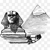 黑色埃及金字塔建筑手绘-空若网 黑色埃及金字塔建筑手绘-空若网
