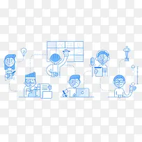 蓝色系扁平化人物流程图-空若网 蓝色系扁平化人物流程图-空若网