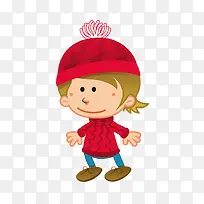 矢量时尚简约红上衣红帽子男孩-空若网 矢量时尚简约红上衣红帽子男孩-空若网