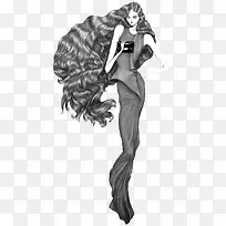 卷发时尚女孩插画-空若网 卷发时尚女孩插画-空若网