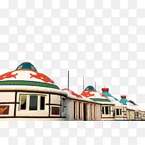 一排白色的蒙古包-空若网 一排白色的蒙古包-空若网