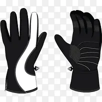 手绘黑色带白条纹保暖手套-空若网 手绘黑色带白条纹保暖手套-空若网