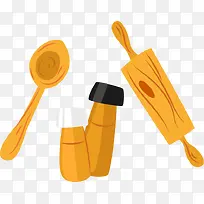 木勺子擀面杖配料PNG矢量素材-空若网 木勺子擀面杖配料PNG矢量素材-空若网