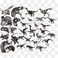 恐龙黑色恐龙头矢量素材-空若网 恐龙黑色恐龙头矢量素材-空若网