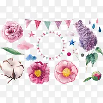 花朵星星云朵装饰-空若网 花朵星星云朵装饰-空若网