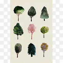 水彩手绘大树壁纸-空若网 水彩手绘大树壁纸-空若网