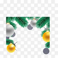 圣诞球松针边框圣诞节海报-空若网 圣诞球松针边框圣诞节海报-空若网