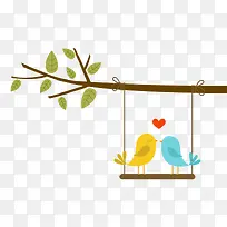 卡通树枝情侣小鸟-空若网 卡通树枝情侣小鸟-空若网