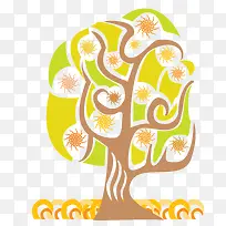 复古创意卡通树插画矢量素材-空若网 复古创意卡通树插画矢量素材-空若网