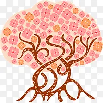 复古创意卡通树插画矢量素材-空若网 复古创意卡通树插画矢量素材-空若网