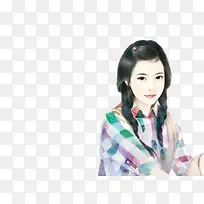 彩色格子衬衫少女手绘-空若网 彩色格子衬衫少女手绘-空若网