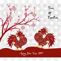中国风鸡年插画素材库矢量-空若网 中国风鸡年插画素材库矢量-空若网
