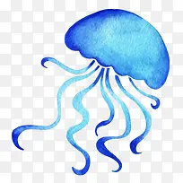 蓝色水彩水母-空若网 蓝色水彩水母-空若网