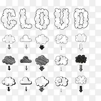 手绘云朵艺术字-空若网 手绘云朵艺术字-空若网