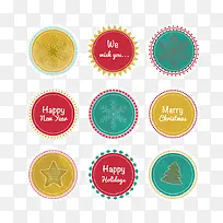 9款圆形圣诞新年标签矢量素材-空若网 9款圆形圣诞新年标签矢量素材-空若网