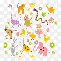 矢量彩色精美卡通动物底纹-空若网 矢量彩色精美卡通动物底纹-空若网