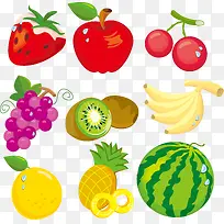 矢量水果西瓜草莓香蕉樱桃-空若网 矢量水果西瓜草莓香蕉樱桃-空若网